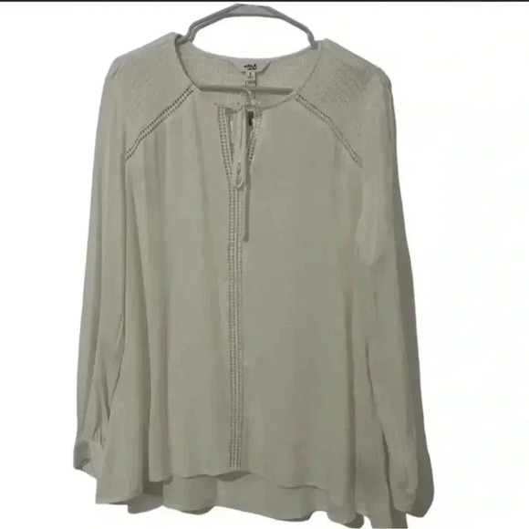 Jack By Bb Dakota Size S Ivory Cream Long Sleeve Tunic Blouse Capsule Minimalist - Picture 9 of 9